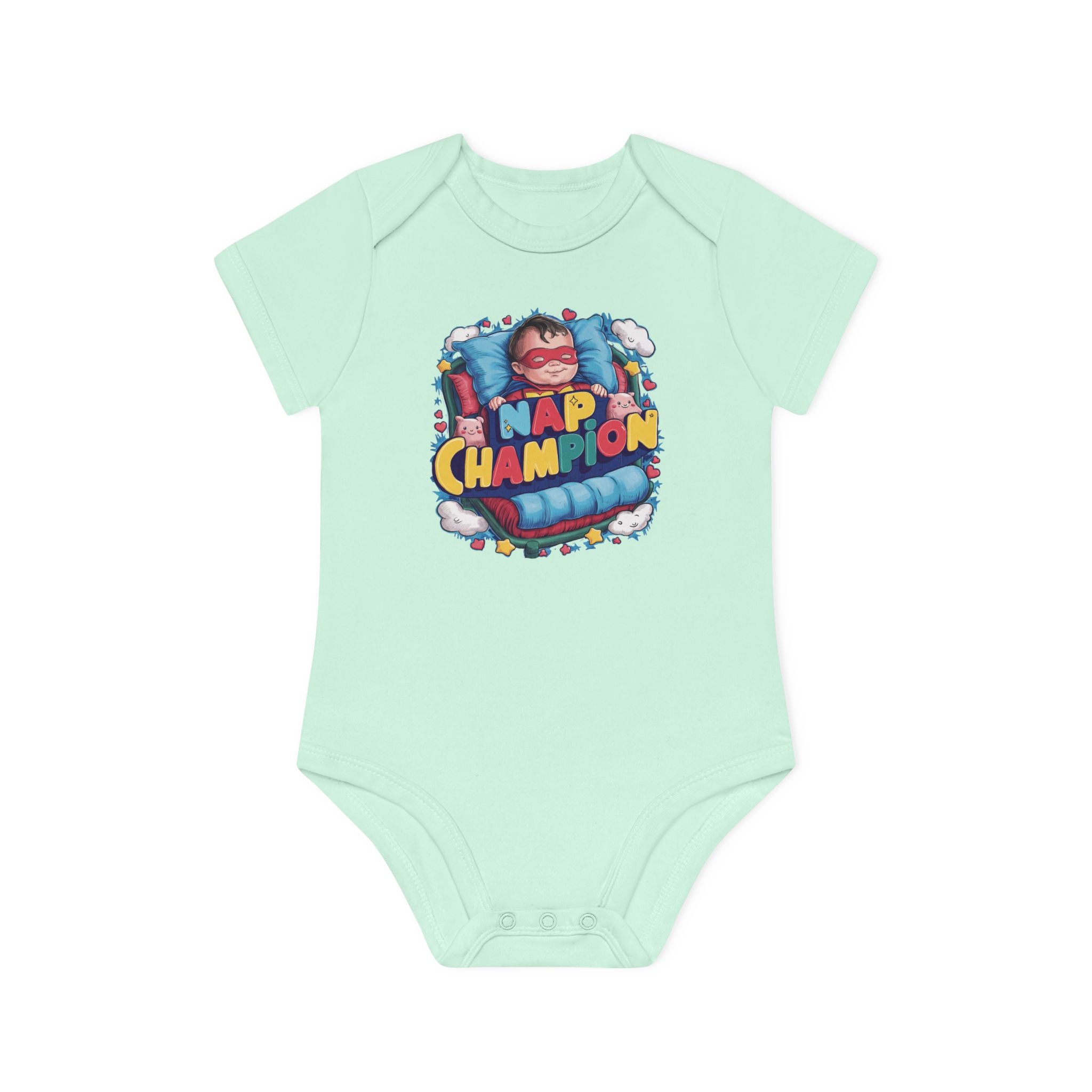 "Nap champion" Baby Organic Short Sleeve Bodysuit