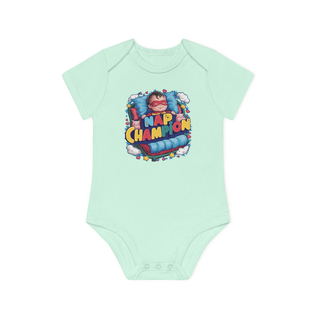 "Nap champion" Baby Organic Short Sleeve Bodysuit