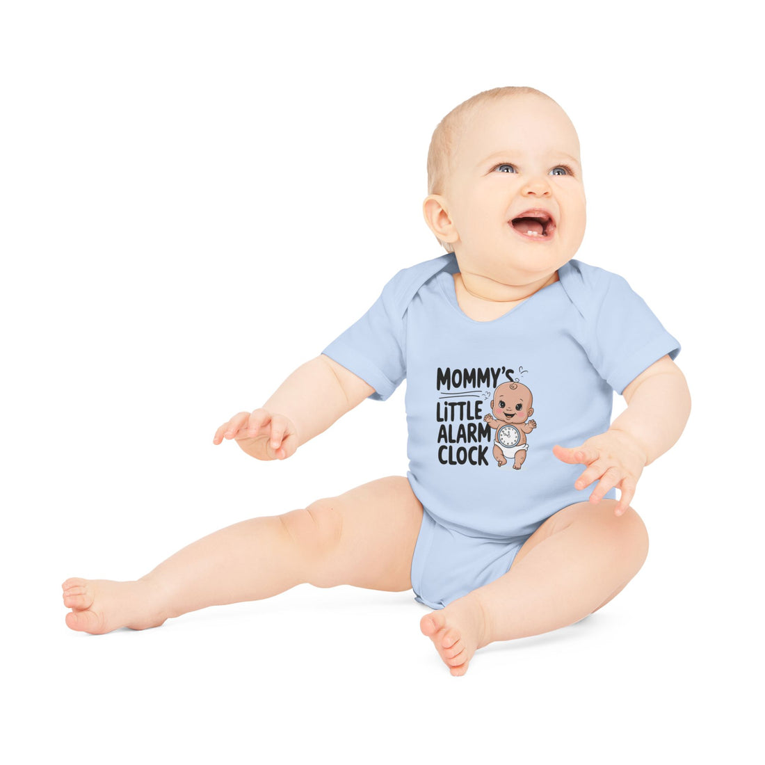 "Mommy's little alarm clock" Baby Organic Short Sleeve Bodysuit