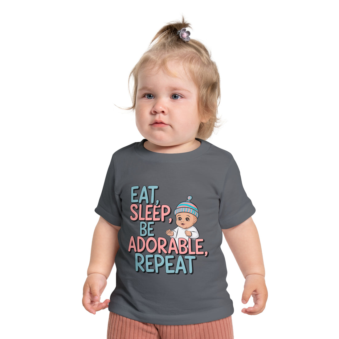 "Eat, sleep, be adorable, repeat" Baby Short Sleeve T-Shirt