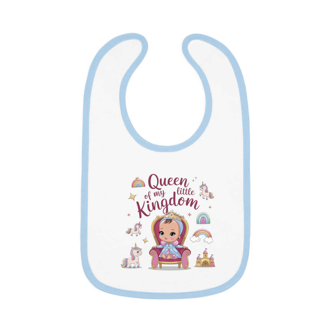 "Queen of my little kingdom" Baby Contrast Trim Jersey Bib