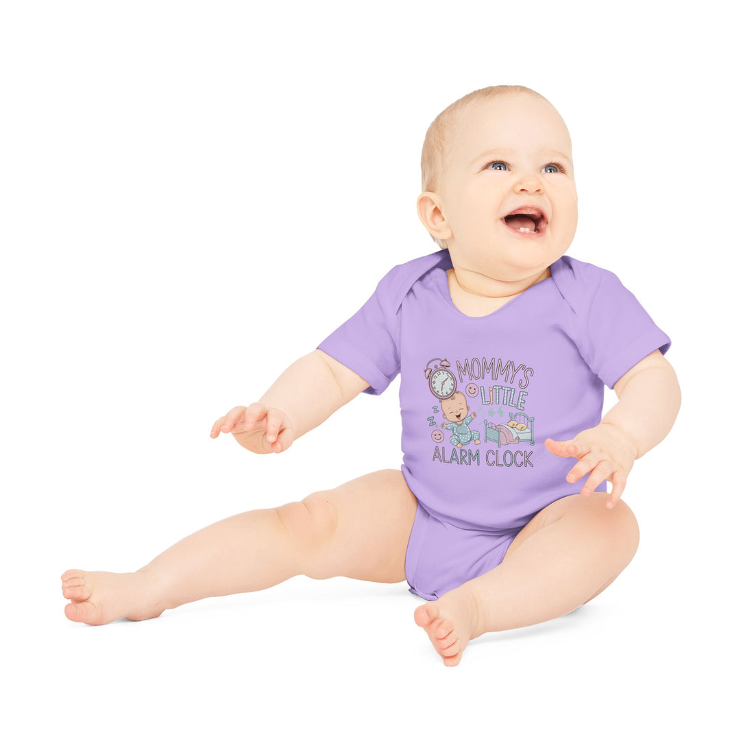 "Mommy's little alarm clock" Baby Organic Short Sleeve Bodysuit