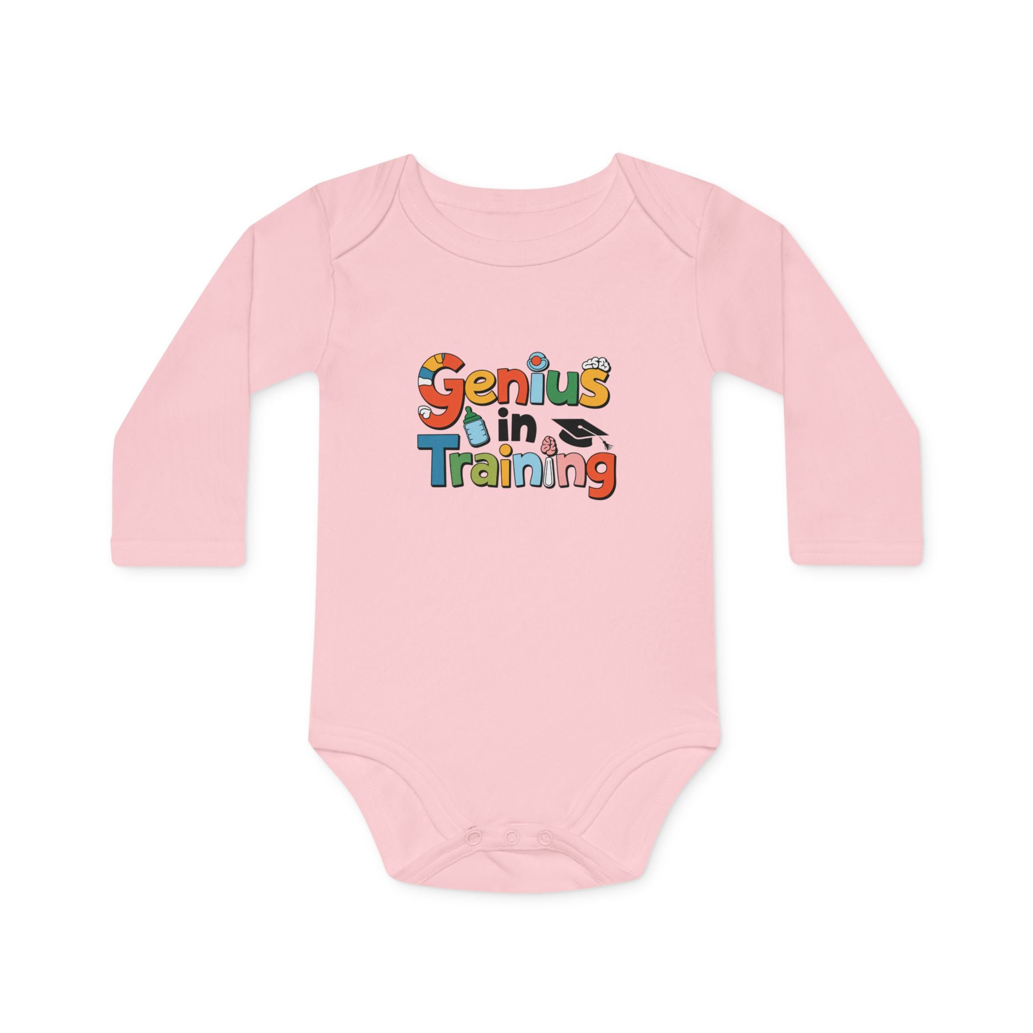 "Genius in training" Baby Long-Sleeve Organic Bodysuit