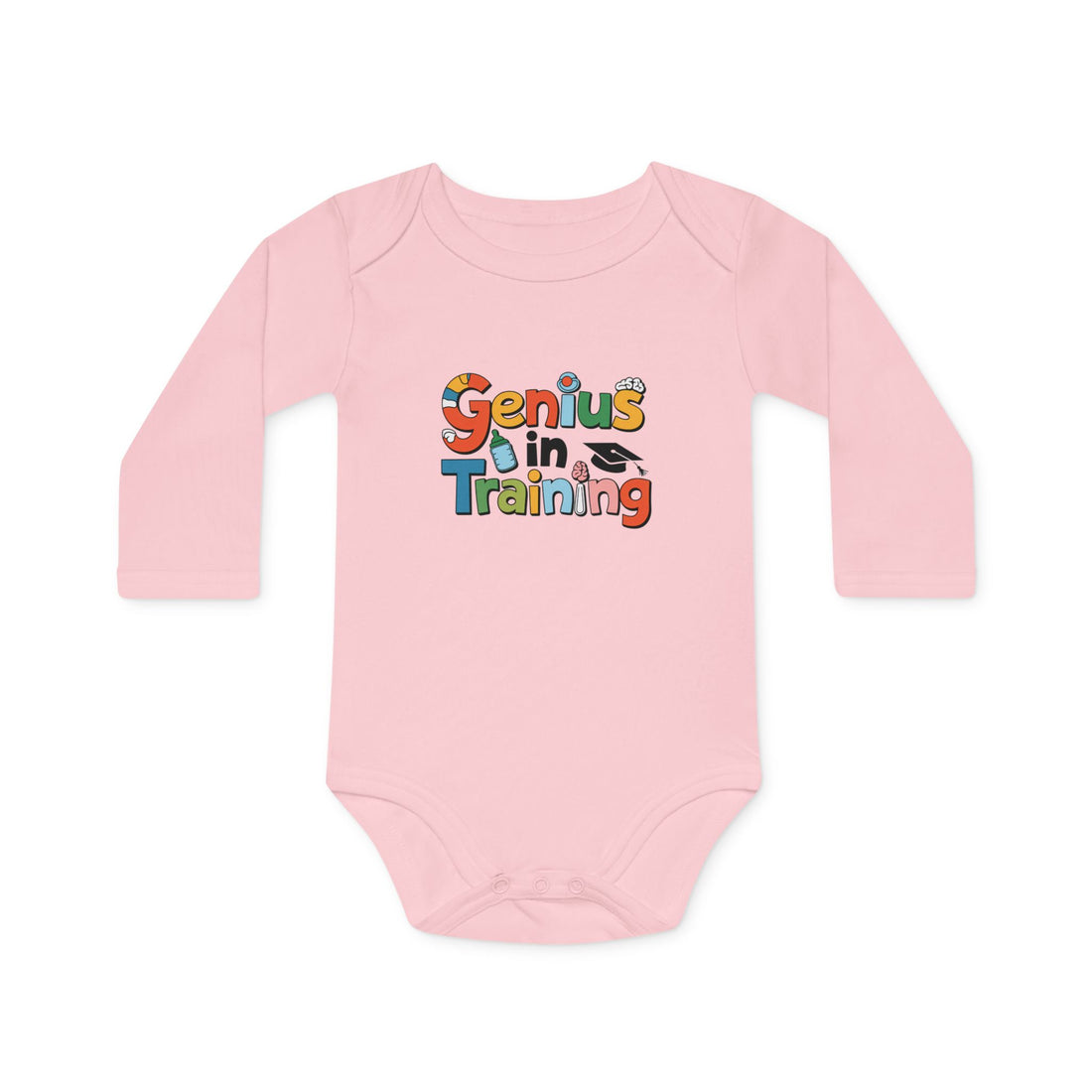 "Genius in training" Baby Long-Sleeve Organic Bodysuit