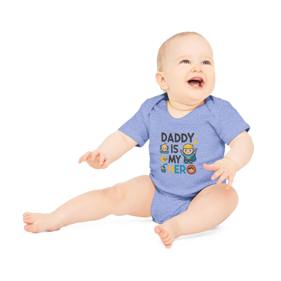 "Daddy is my hero" Baby Organic Short Sleeve Bodysuit