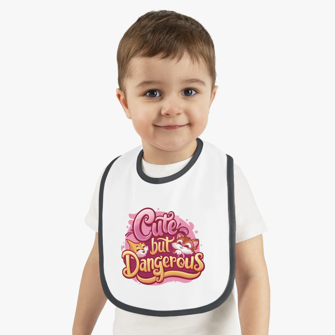 "Cute but dangerous" Baby Contrast Trim Jersey Bib