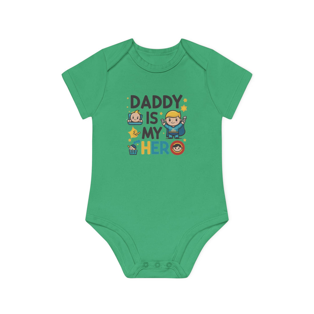 "Daddy is my hero" Baby Organic Short Sleeve Bodysuit