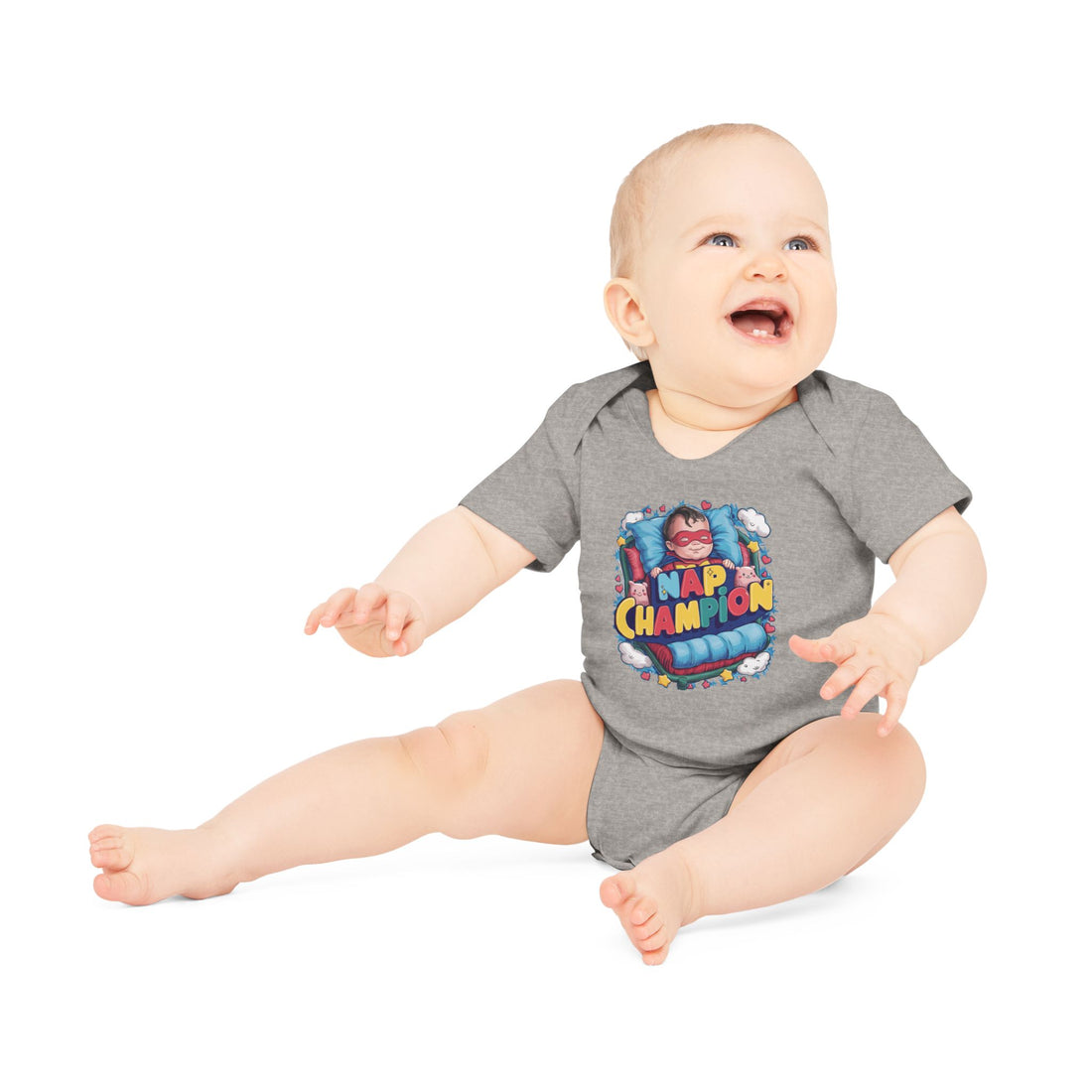 "Nap champion" Baby Organic Short Sleeve Bodysuit