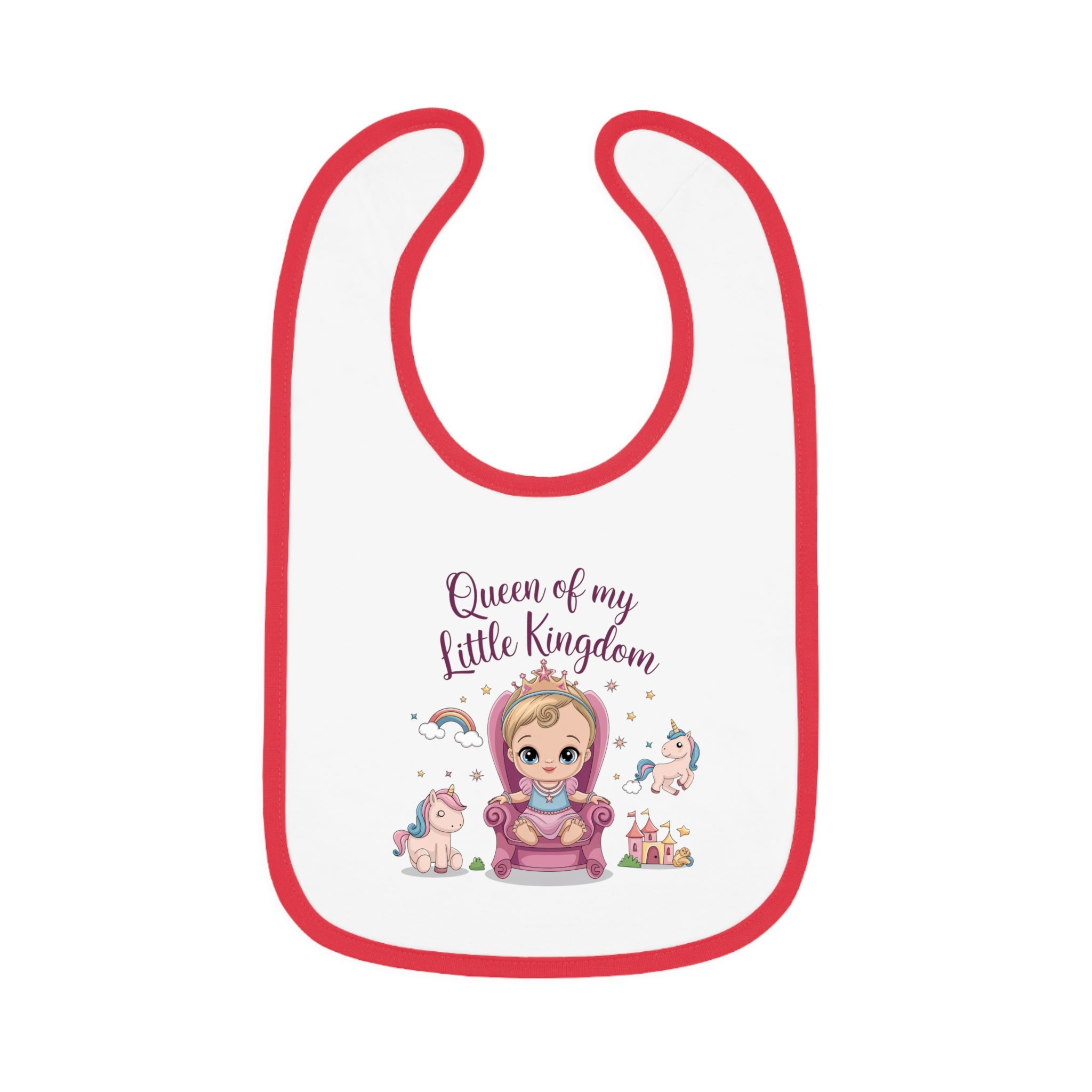 "Queen of my little kingdom" Baby Contrast Trim Jersey Bib