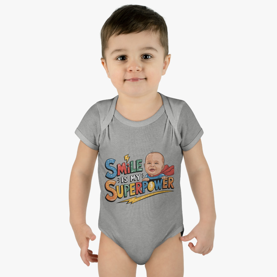 "Smile is my Superpower" Infant Baby Rib Bodysuit