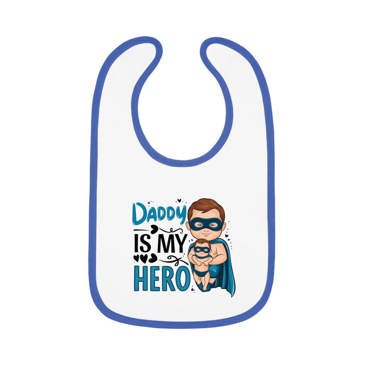 "Daddy is my hero" Baby Contrast Trim Jersey Bib