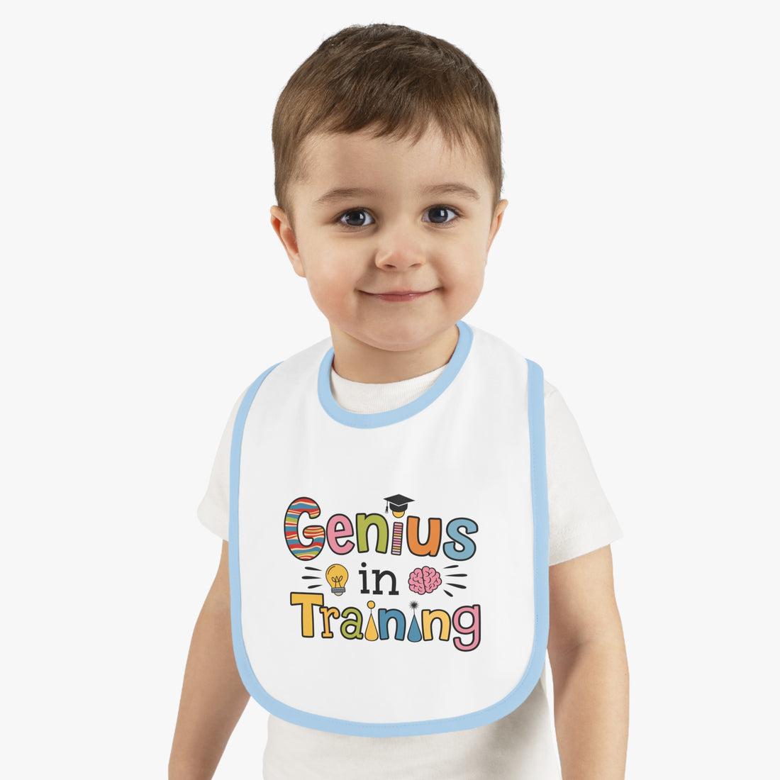 "Genius in training" Baby Contrast Trim Jersey Bib