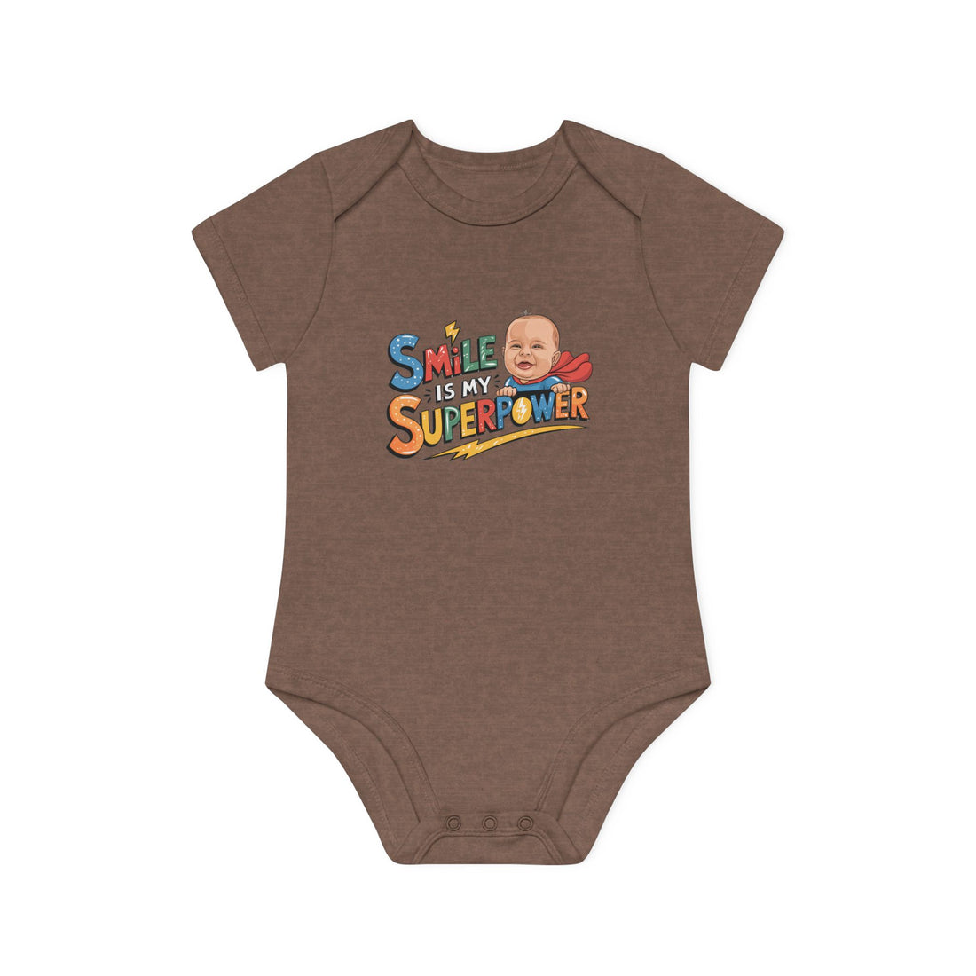 "Smile is my superpower" Baby Organic Short Sleeve Bodysuit