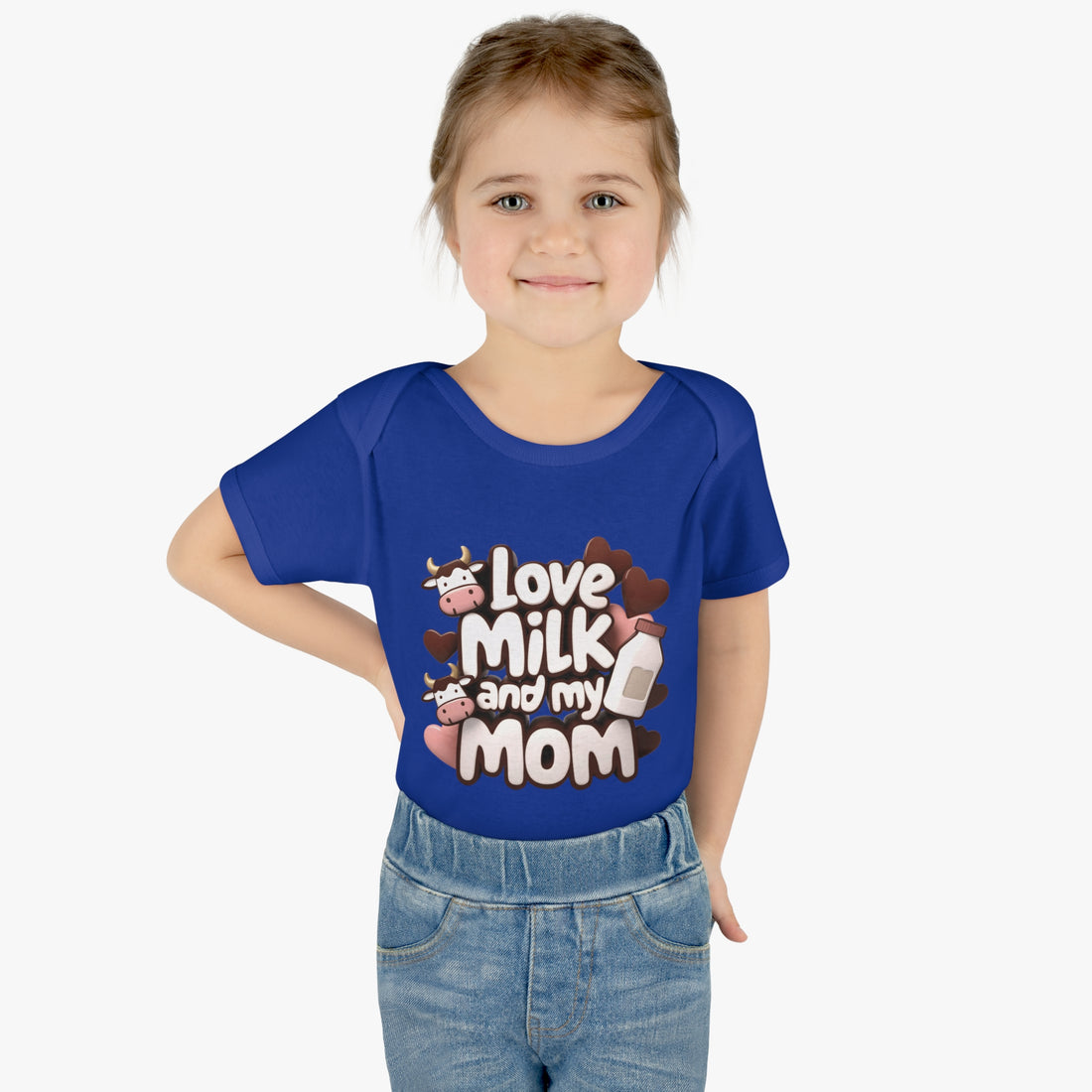 "Love milk and my mom" Infant Baby Rib Bodysuit