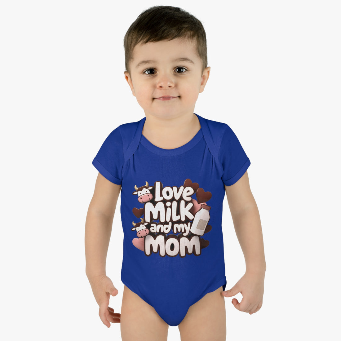 "Love milk and my mom" Infant Baby Rib Bodysuit