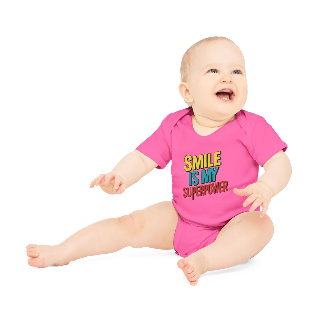 "Smile is my superpower" Baby Organic Short Sleeve Bodysuit