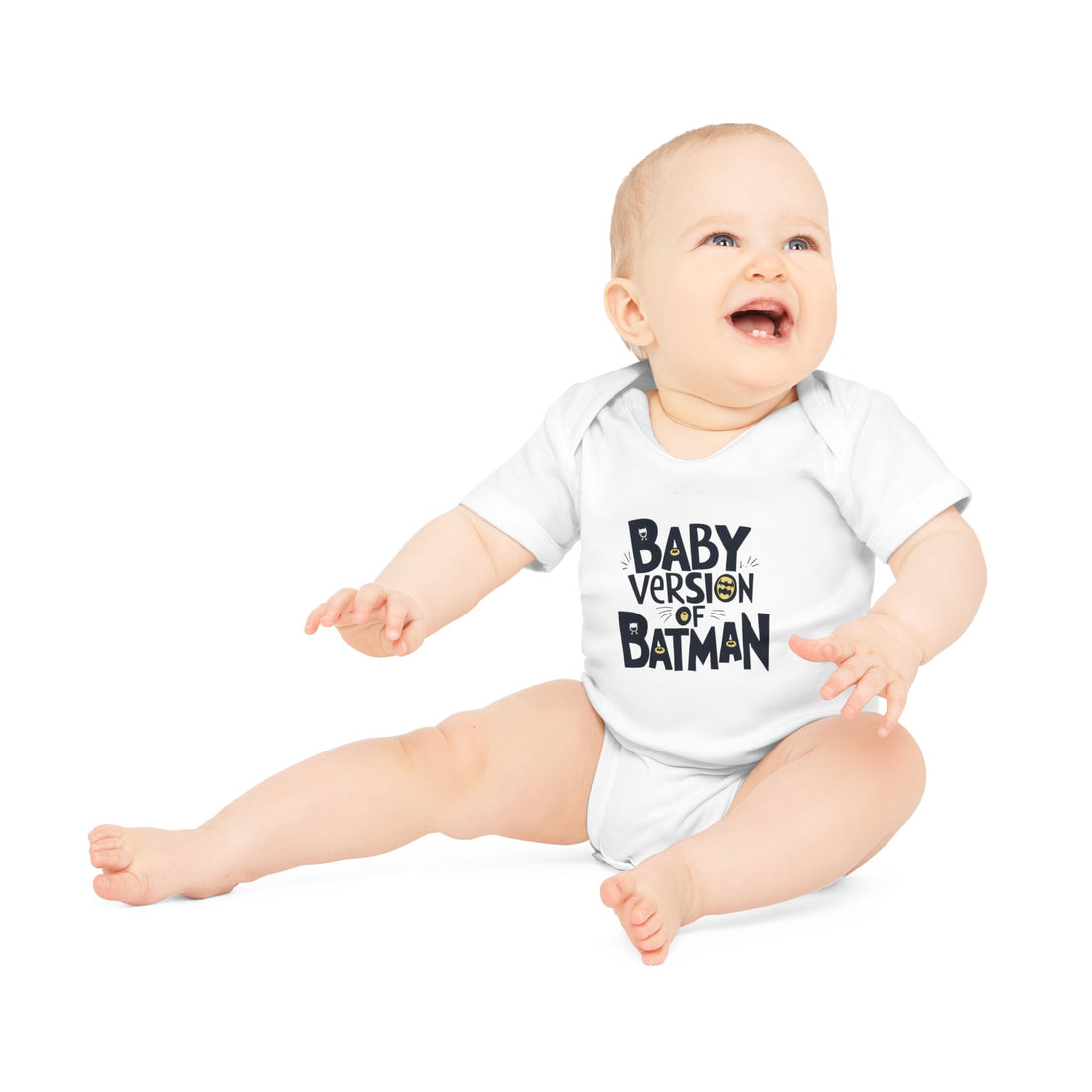 "Baby version of batman" Baby Organic Short Sleeve Bodysuit