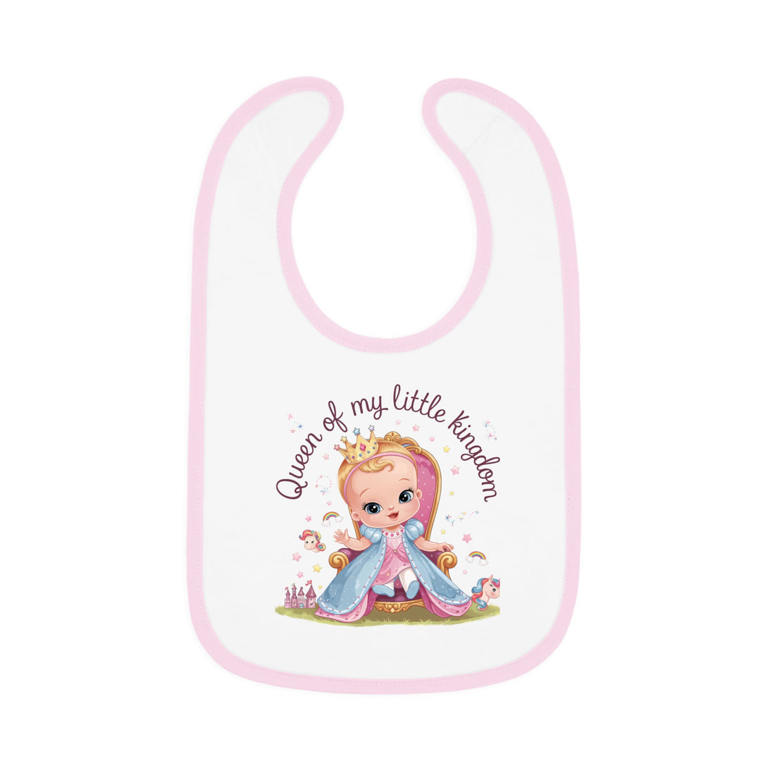 "Queen of my little kingdom" Baby Contrast Trim Jersey Bib