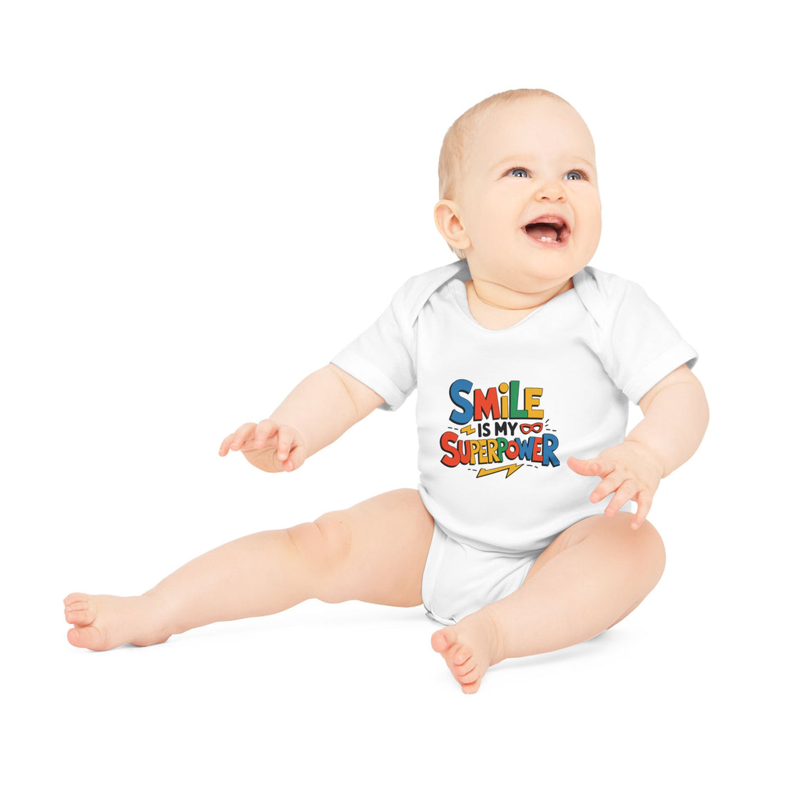 "Smile is my superpower" Baby Organic Short Sleeve Bodysuit