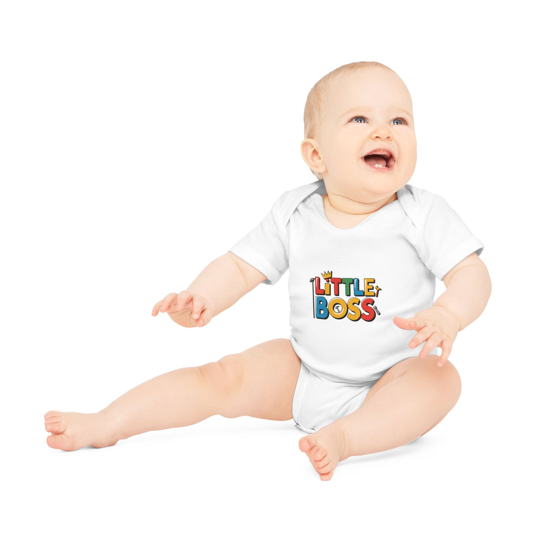 "Little boss" Baby Organic Short Sleeve Bodysuit