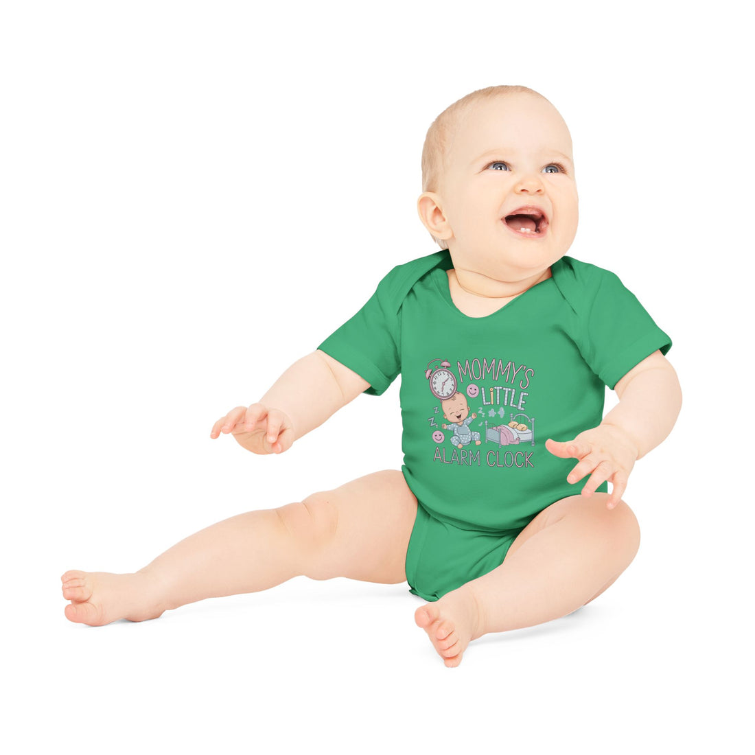 "Mommy's little alarm clock" Baby Organic Short Sleeve Bodysuit