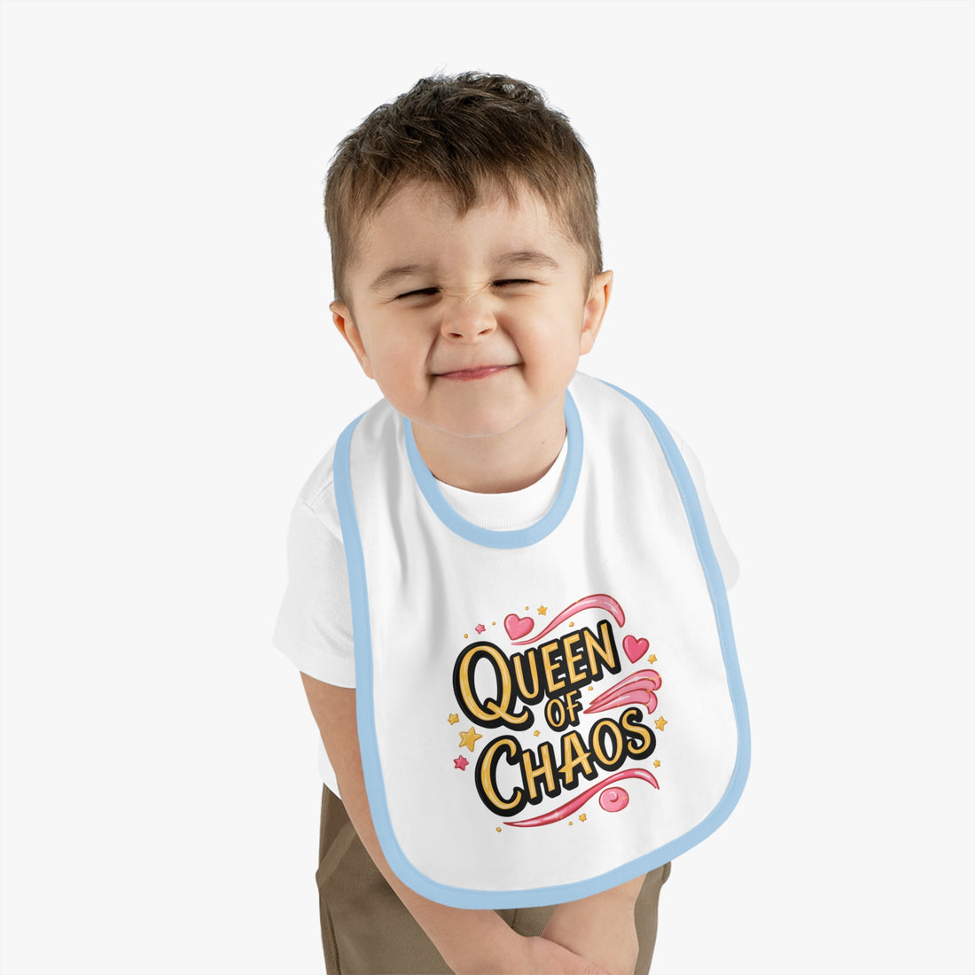 "Queen of chaos" Baby Contrast Trim Jersey Bib