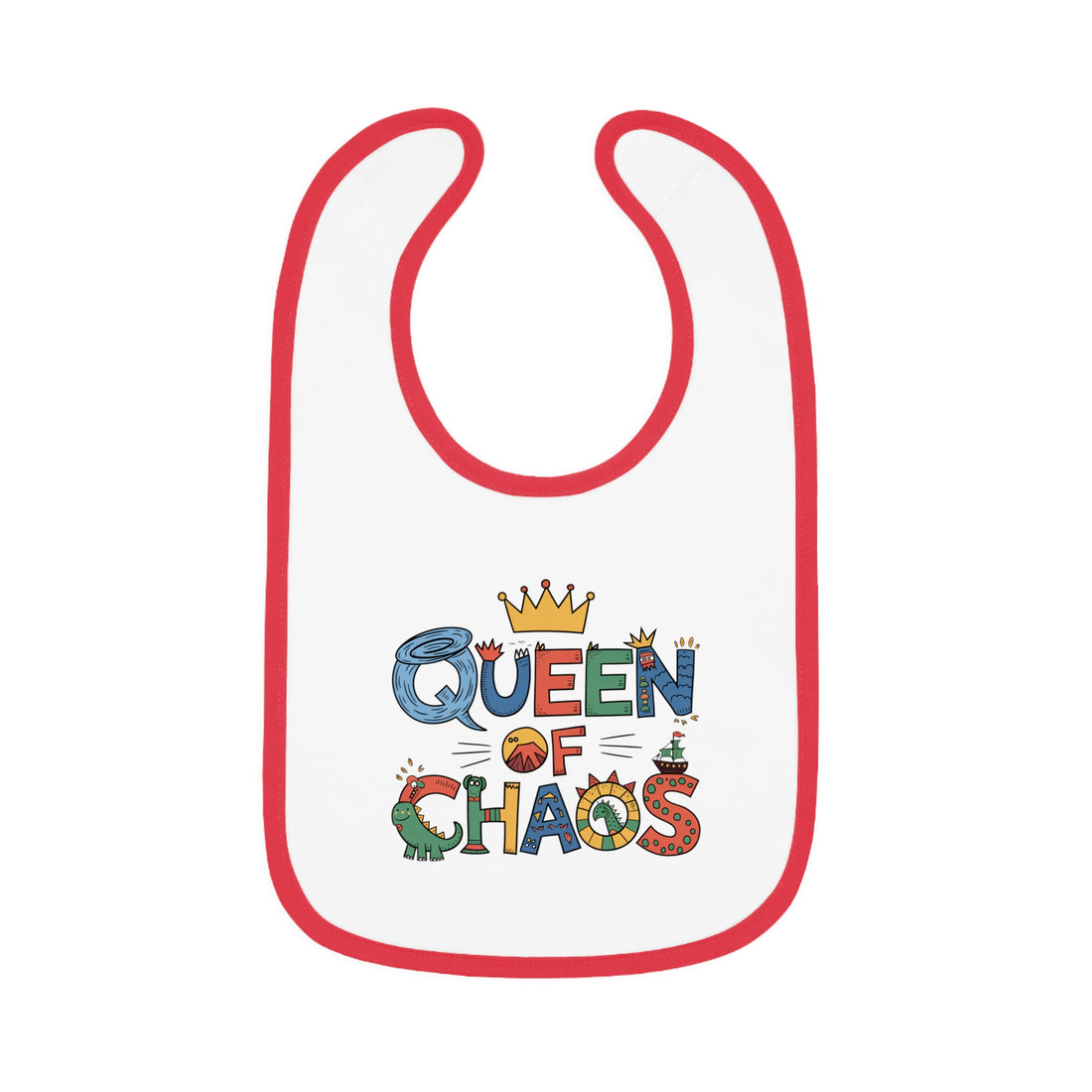 "Queen of chaos" Baby Contrast Trim Jersey Bib