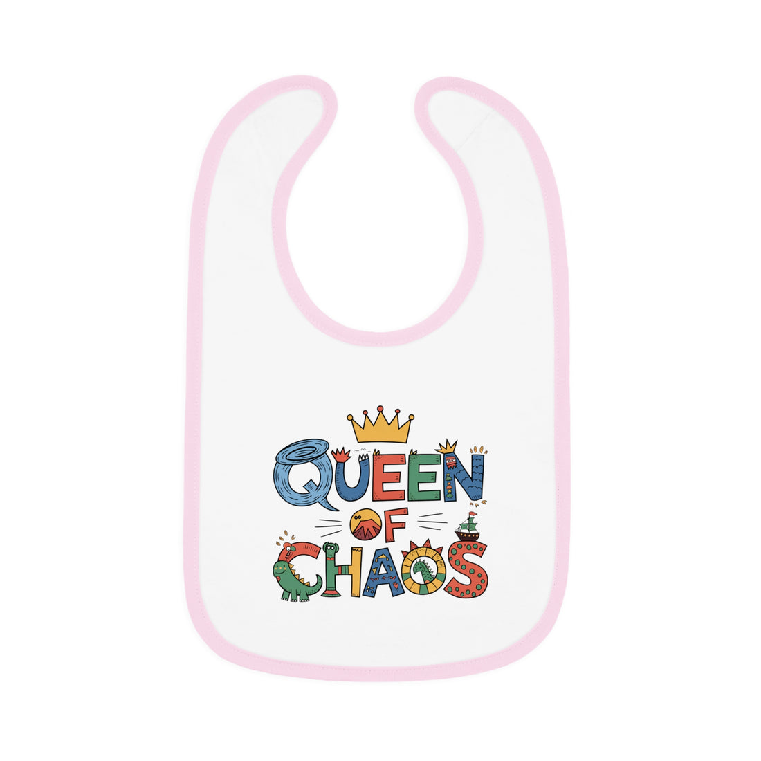 "Queen of chaos" Baby Contrast Trim Jersey Bib