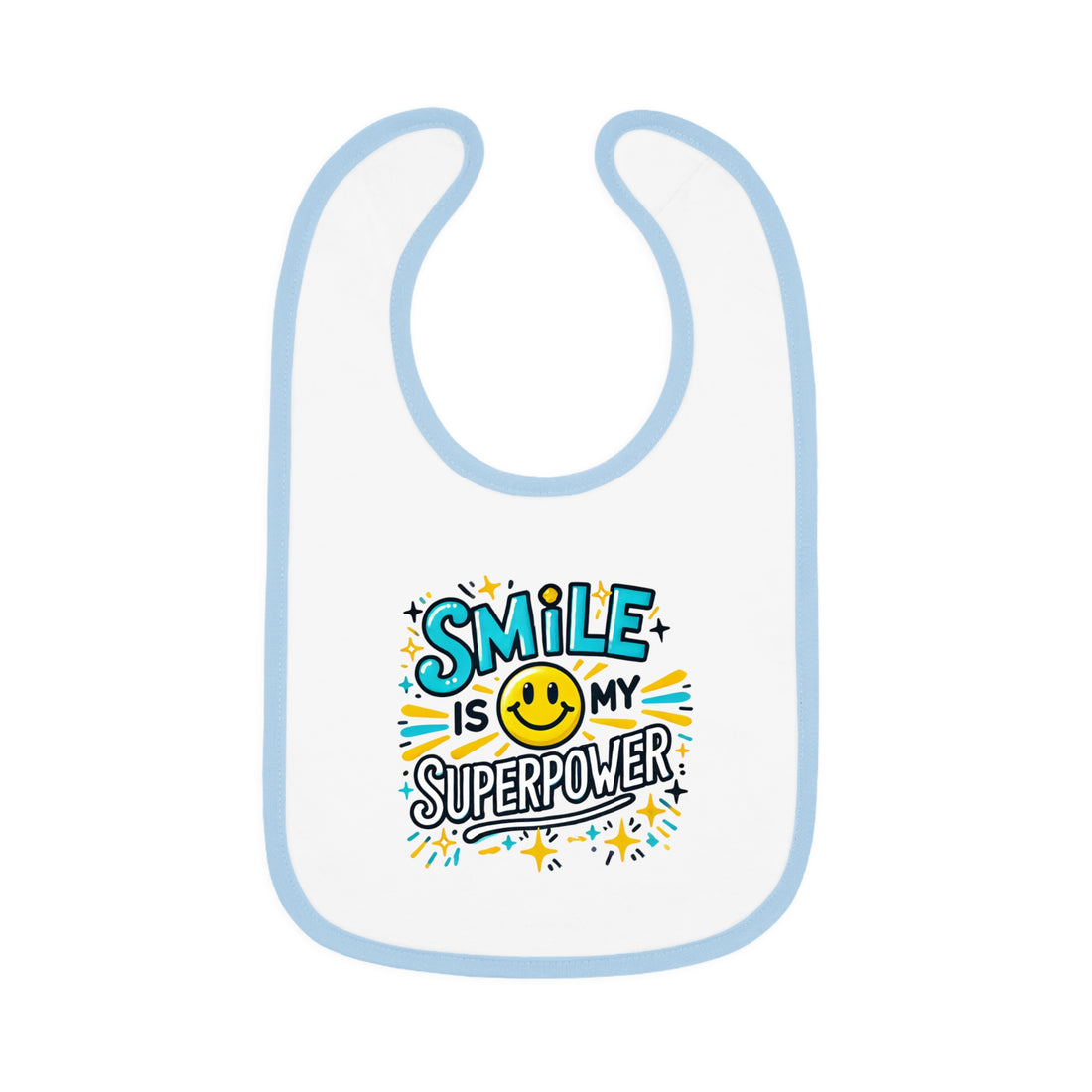 "Smile is my superpower" Baby Contrast Trim Jersey Bib