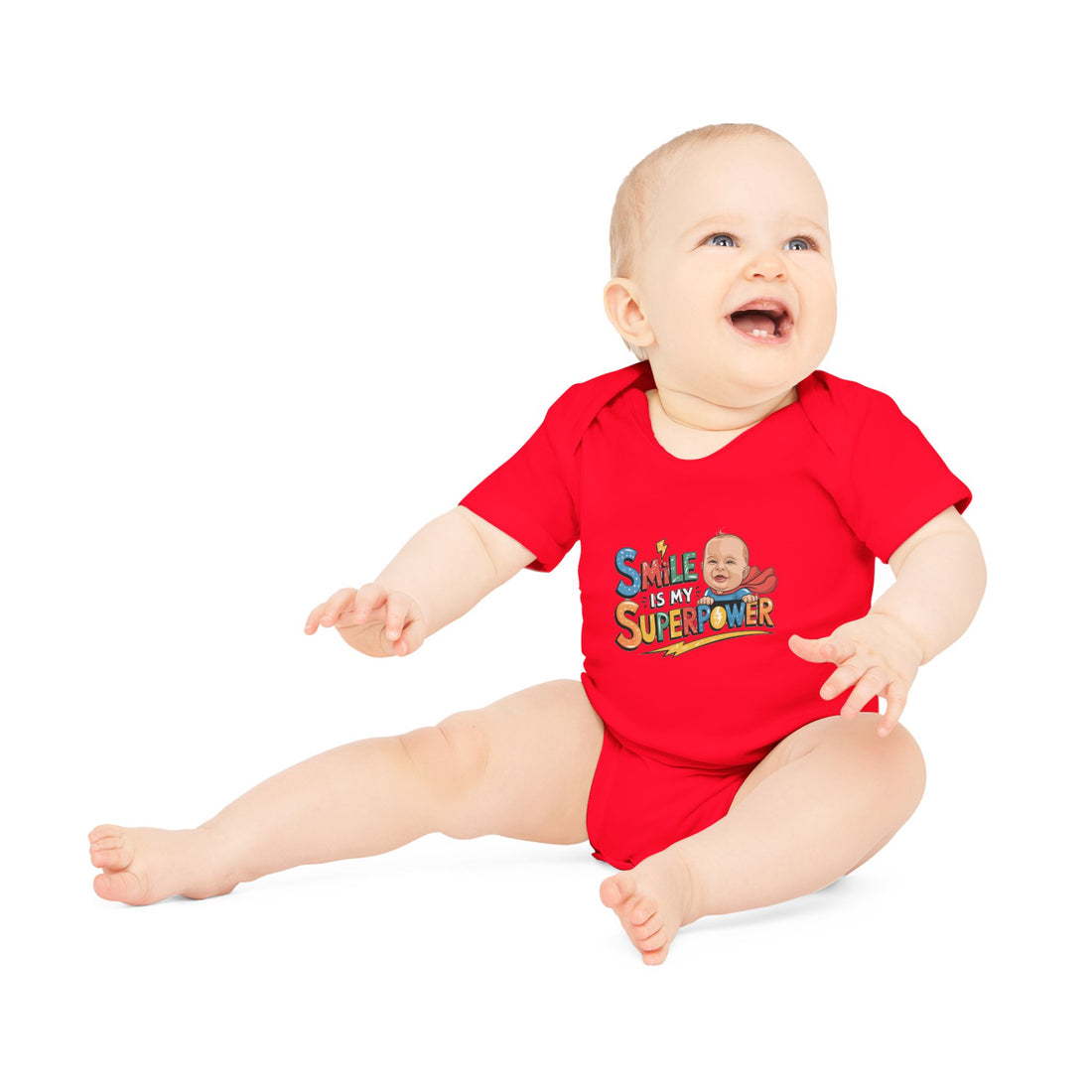 "Smile is my superpower" Baby Organic Short Sleeve Bodysuit