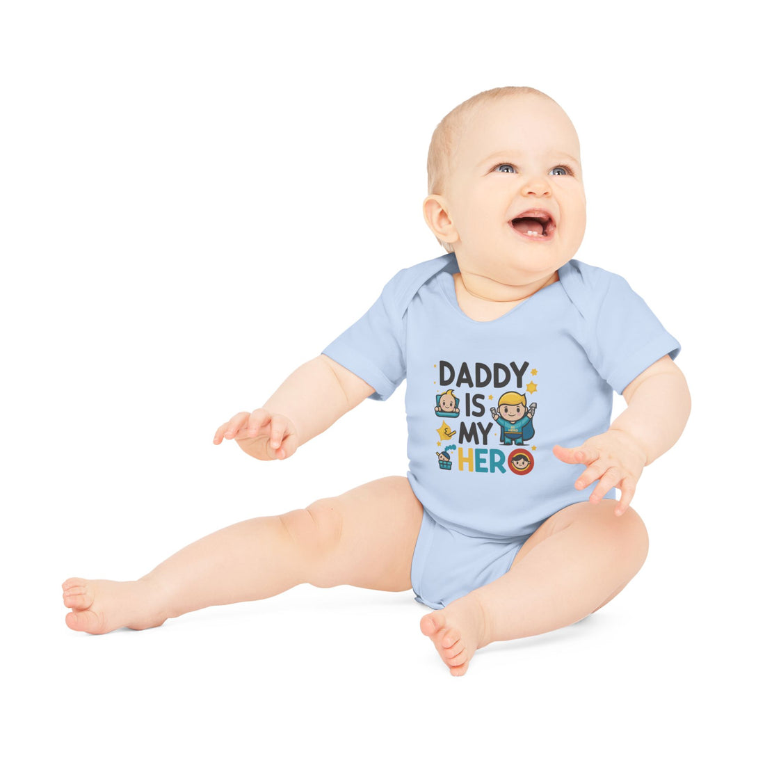 "Daddy is my hero" Baby Organic Short Sleeve Bodysuit