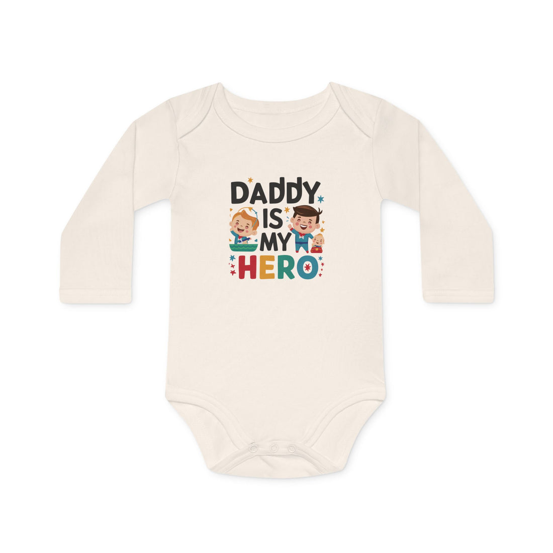 "Daddy is my hero" Baby Long-Sleeve Organic Bodysuit