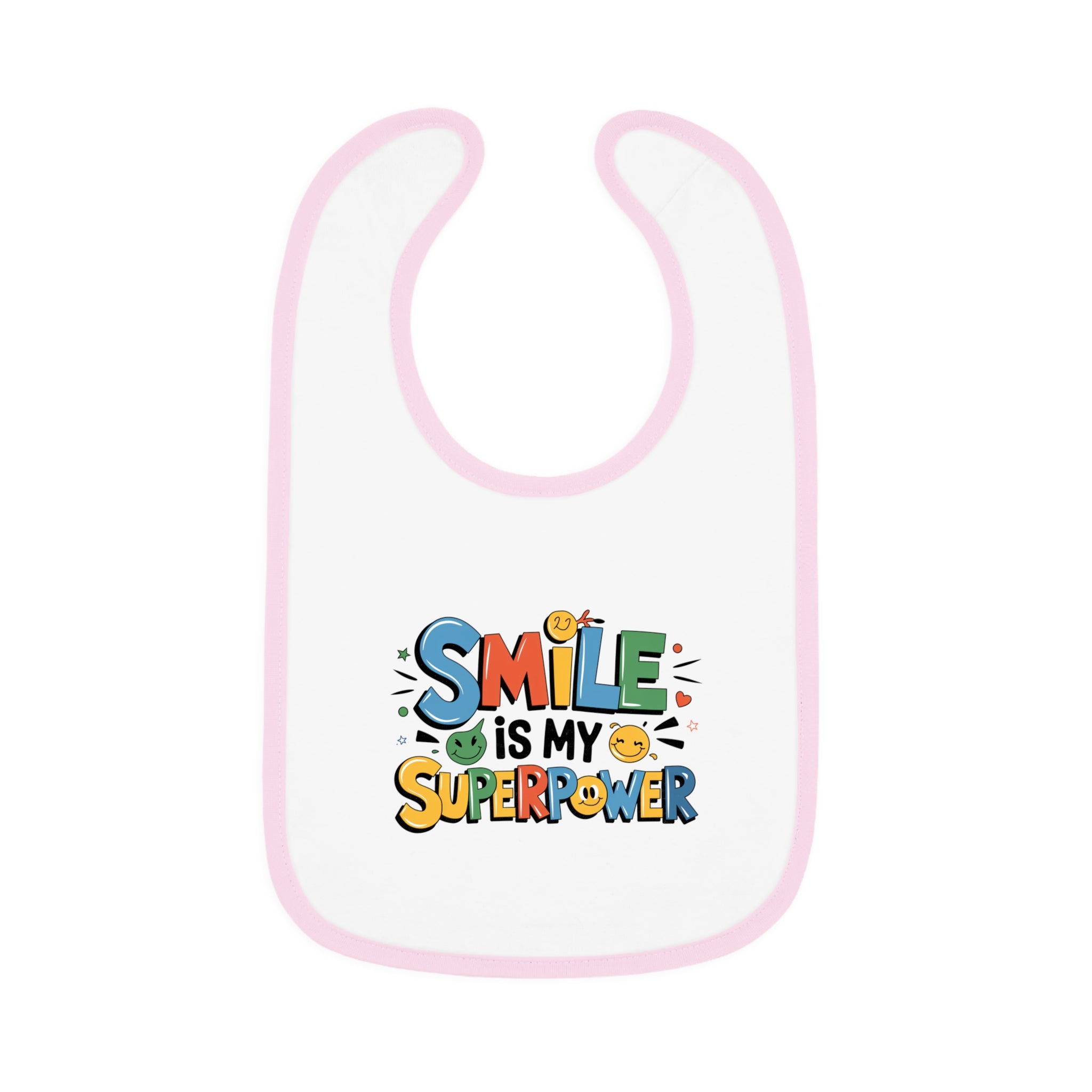 "Smile is my superpower" Baby Contrast Trim Jersey Bib