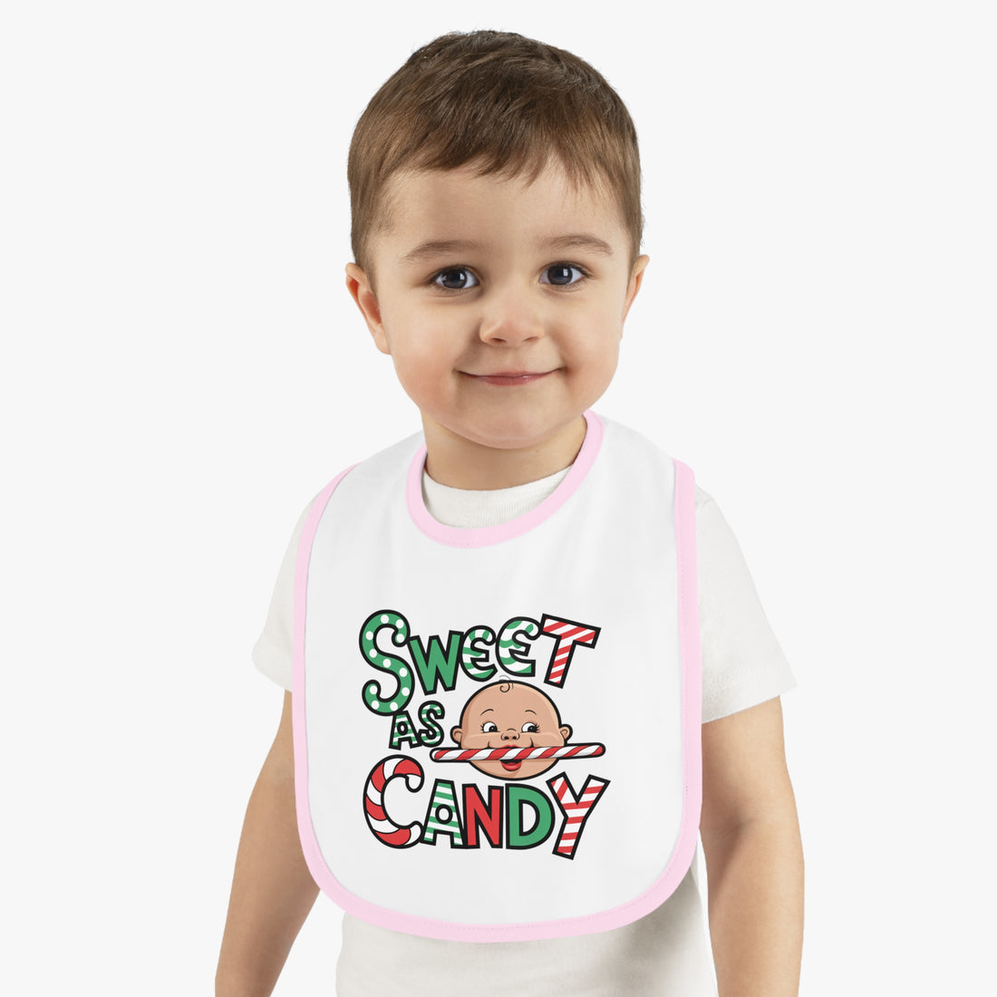 "Sweet as candy" Baby Contrast Trim Jersey Bib