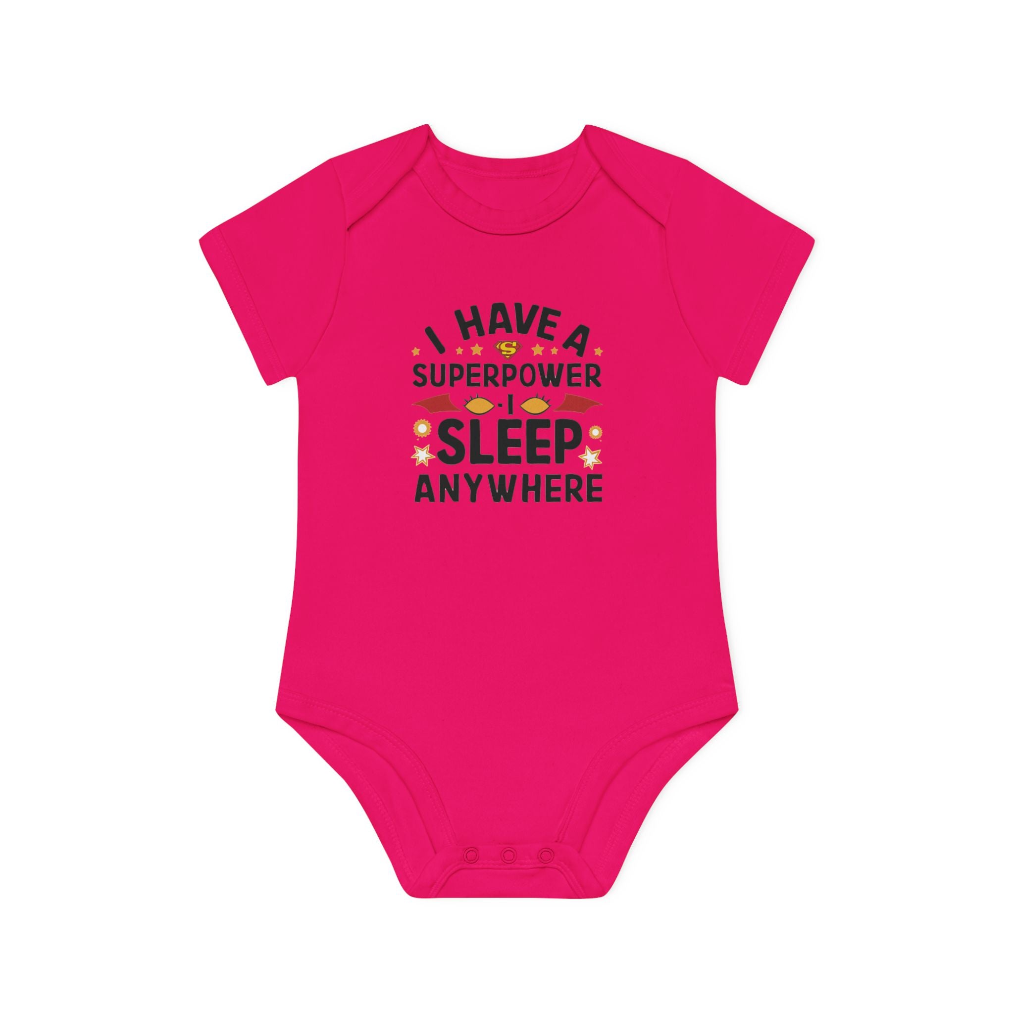 "I have a superpower I sleep anywhere" Baby Organic Short Sleeve Bodysuit