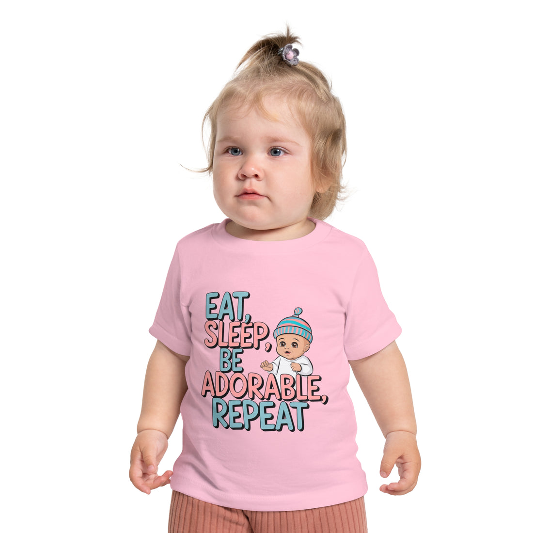 "Eat, sleep, be adorable, repeat" Baby Short Sleeve T-Shirt