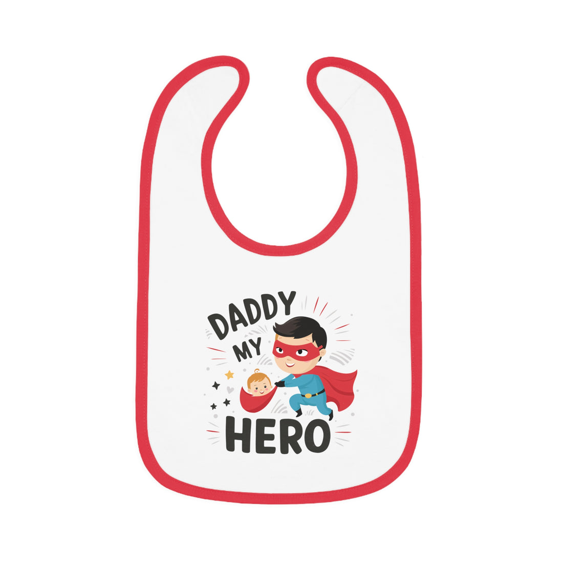 "Daddy is my hero" Baby Contrast Trim Jersey Bib