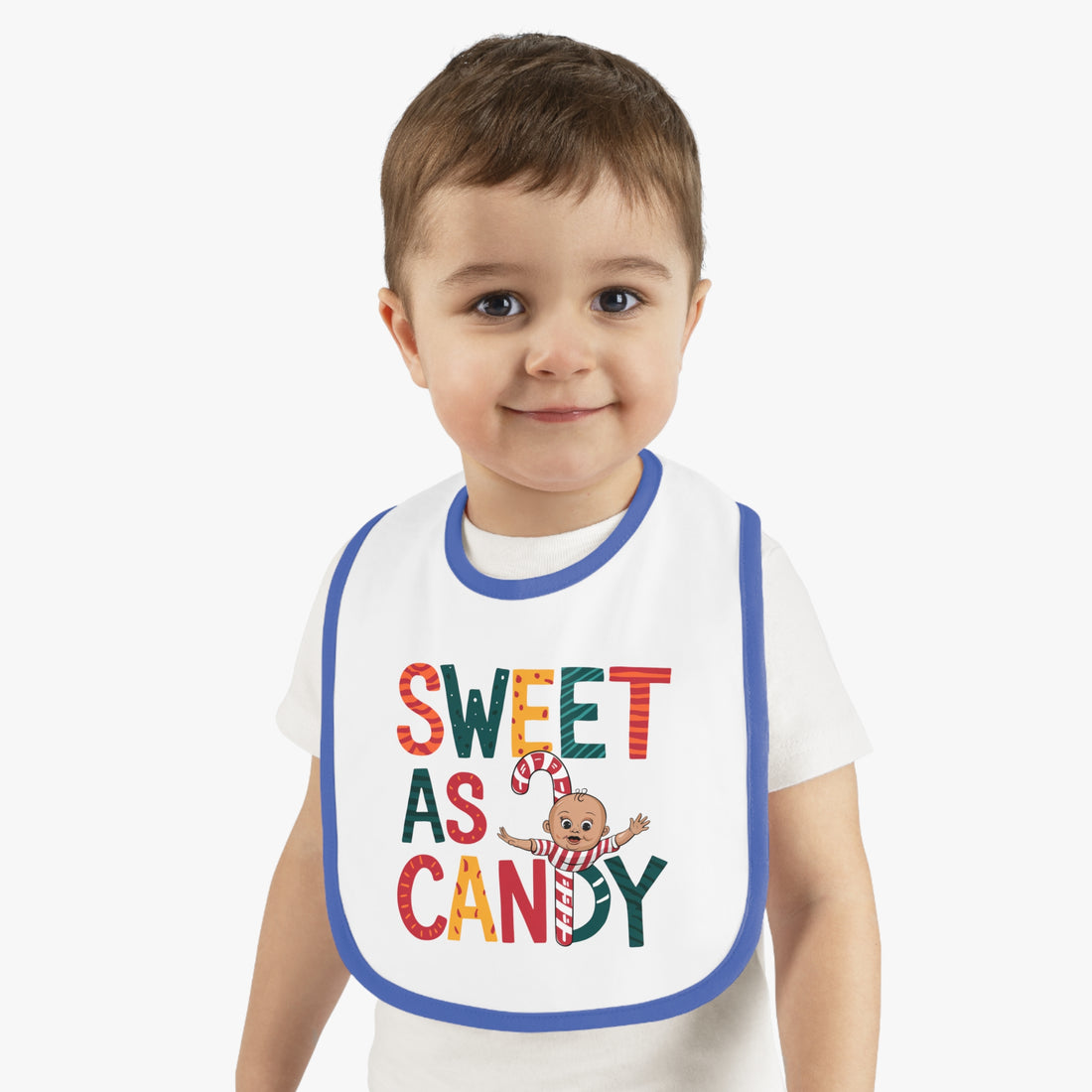 "Sweet as candy" Baby Contrast Trim Jersey Bib