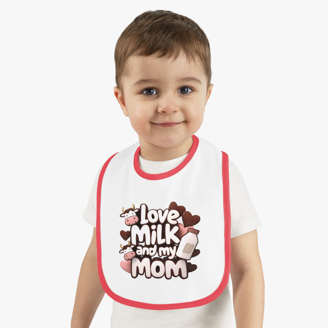 "I love milk and my mom" Baby Contrast Trim Jersey Bib