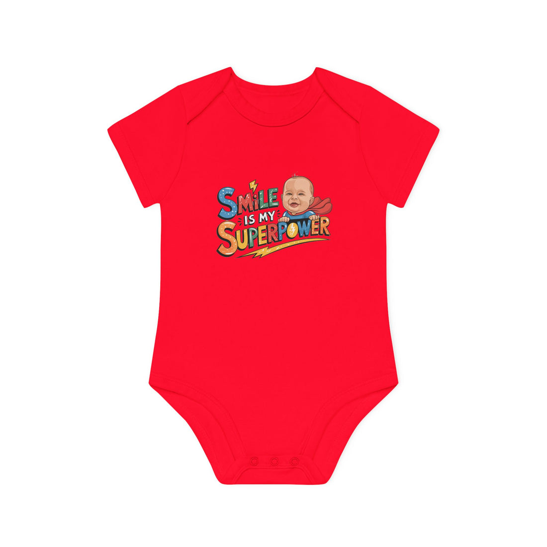 "Smile is my superpower" Baby Organic Short Sleeve Bodysuit