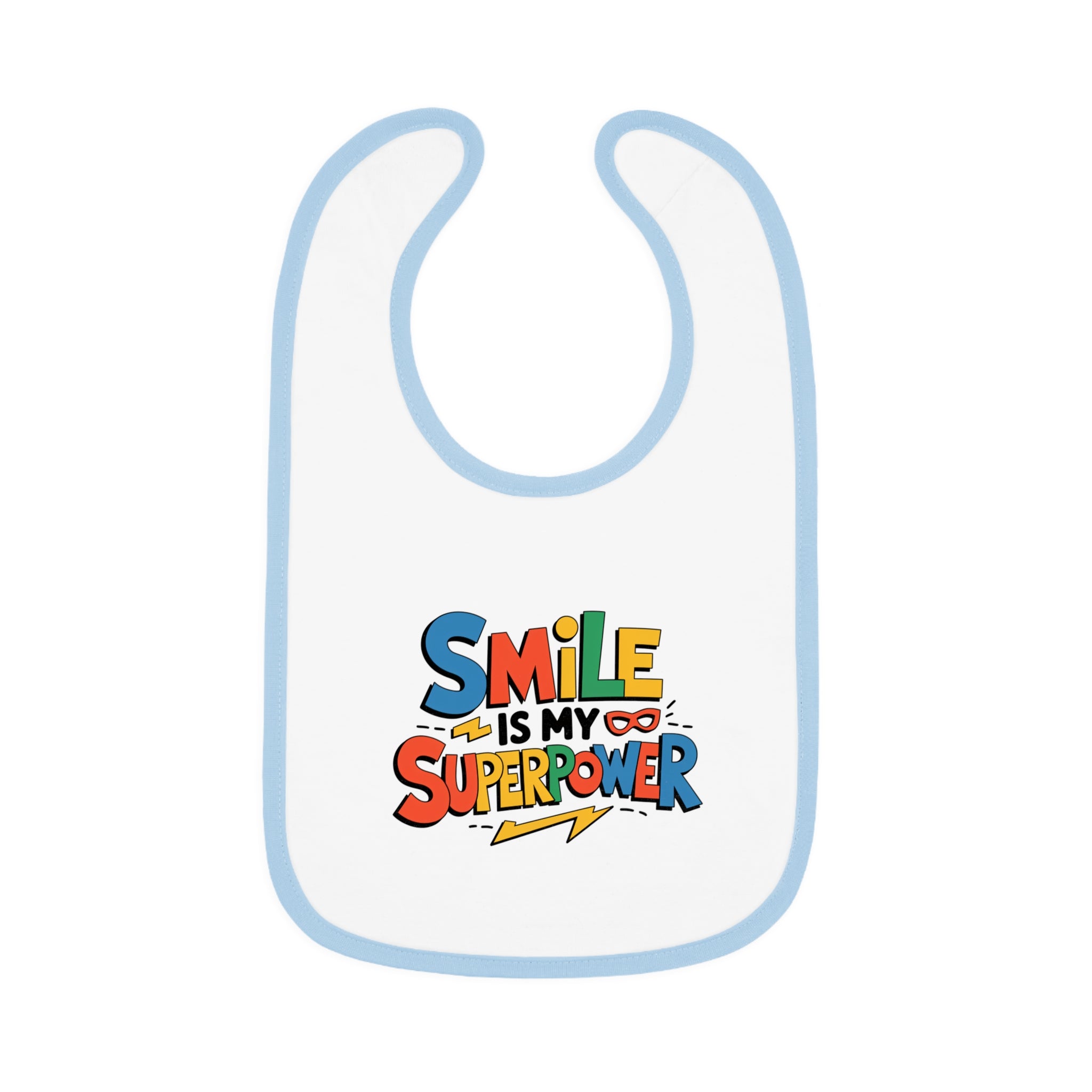 "Smile is my superpower" Baby Contrast Trim Jersey Bib