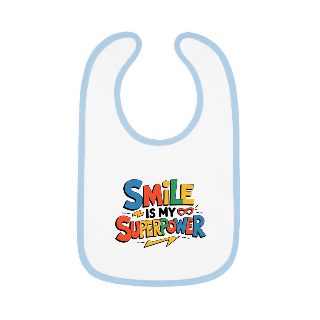 "Smile is my superpower" Baby Contrast Trim Jersey Bib