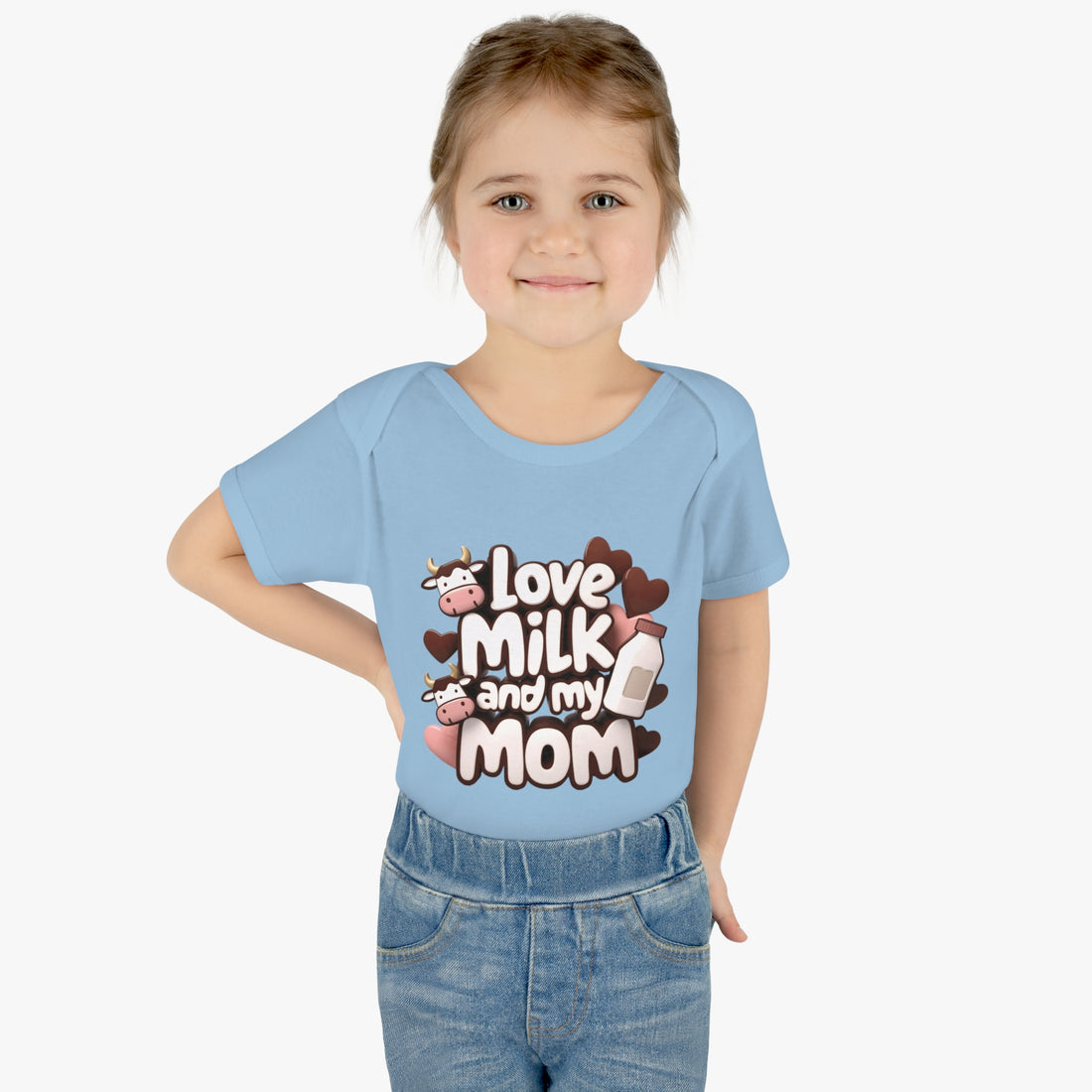 "Love milk and my mom" Infant Baby Rib Bodysuit