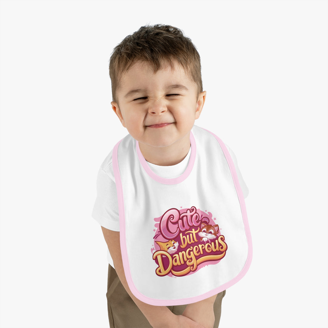 "Cute but dangerous" Baby Contrast Trim Jersey Bib