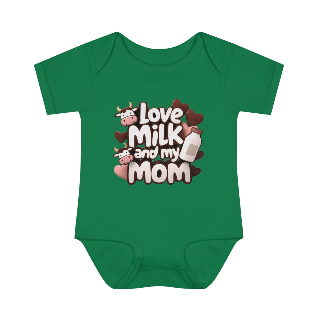 "Love milk and my mom" Infant Baby Rib Bodysuit