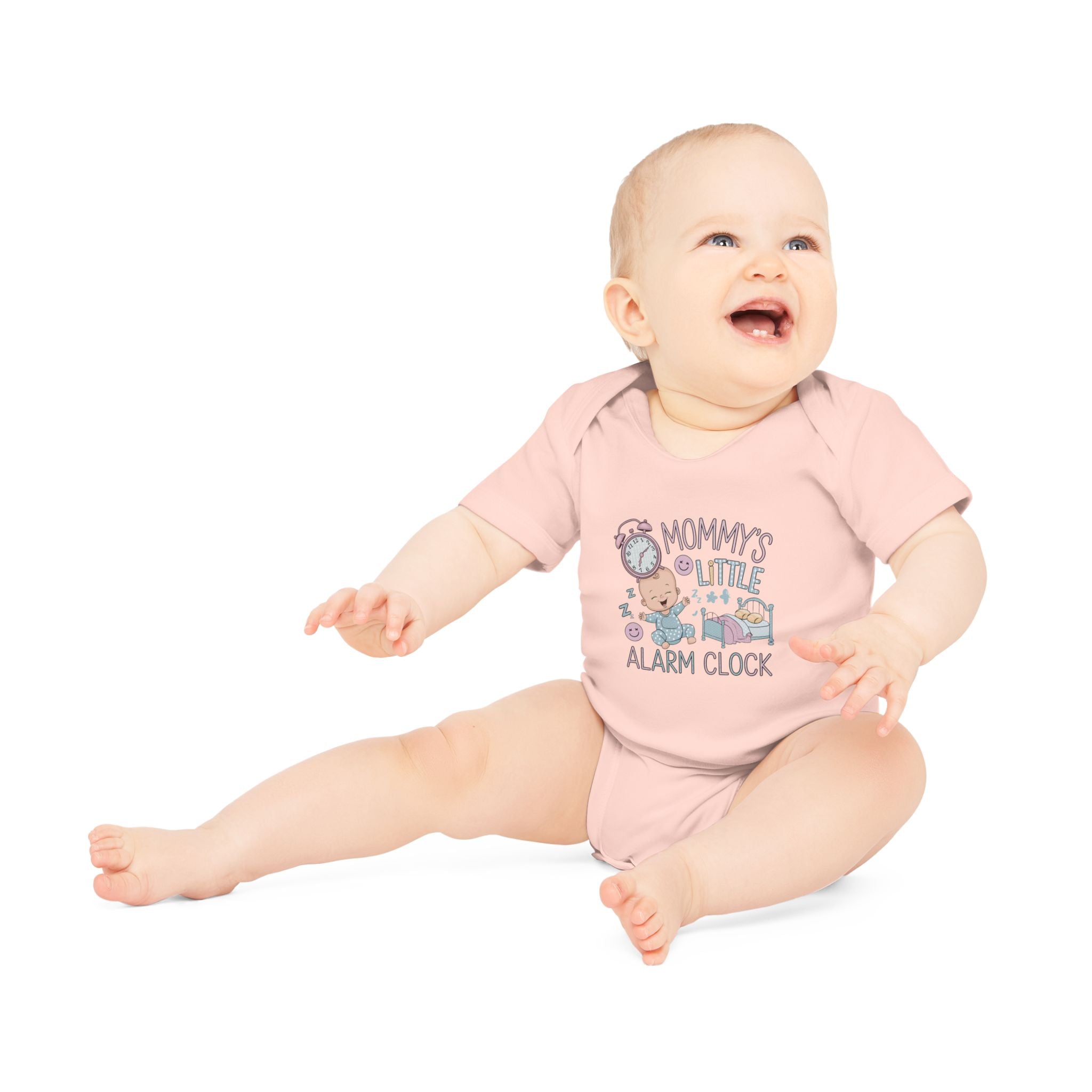 "Mommy's little alarm clock" Baby Organic Short Sleeve Bodysuit