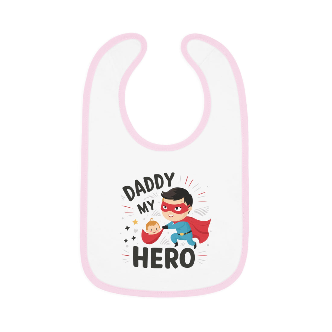 "Daddy is my hero" Baby Contrast Trim Jersey Bib