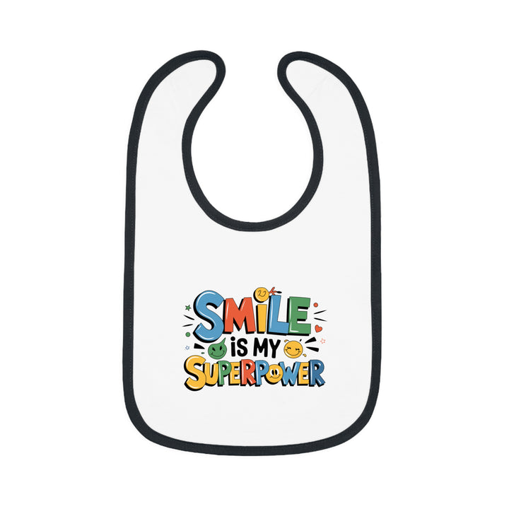 "Smile is my superpower" Baby Contrast Trim Jersey Bib