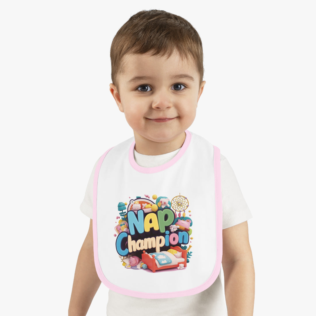 "Nap champion" Baby Contrast Trim Jersey Bib