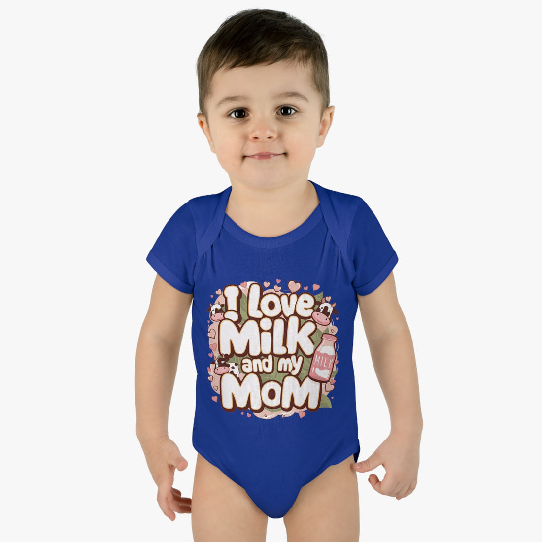 "I love milk and my mom" Infant Baby Rib Bodysuit